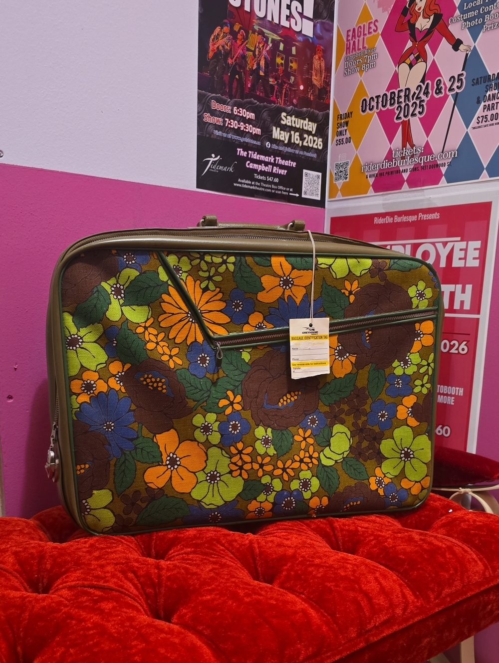 Vintage Floral Carry Case - Brown/Orange/Green